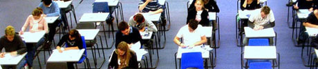 An image of a group of students in an Examination Hall